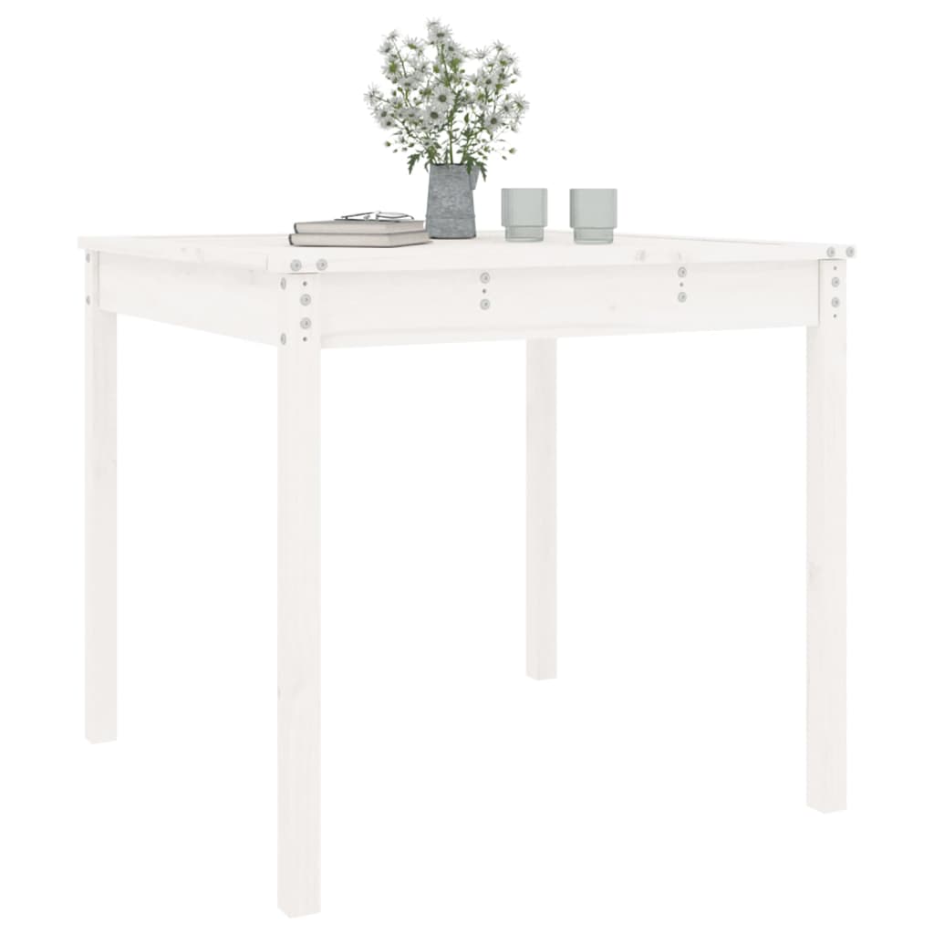 Garden table, white, 82.5x82.5x76cm, solid pine wood