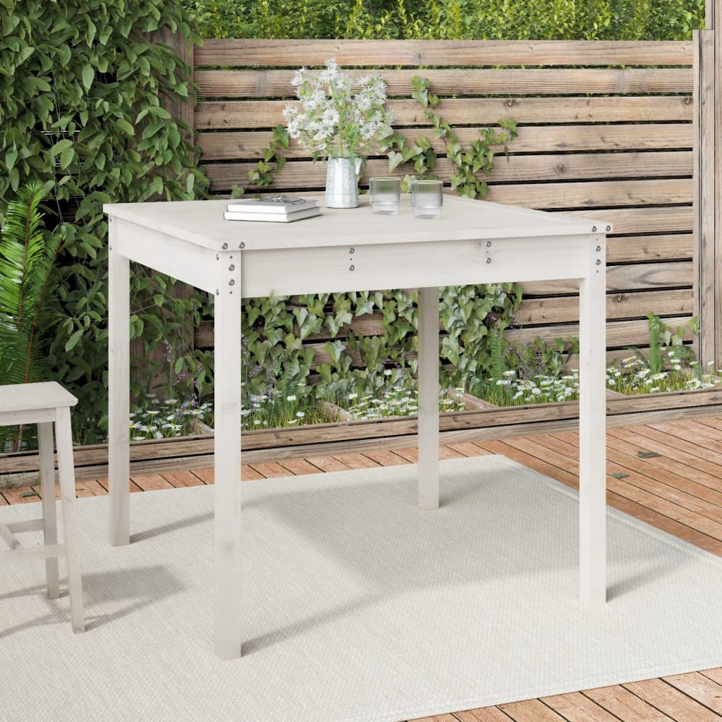 Garden table, white, 82.5x82.5x76cm, solid pine wood
