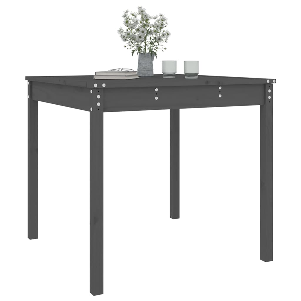 Sodo stalas, pilkas, 82,5x82,5x76cm, pušies medienos masyvas