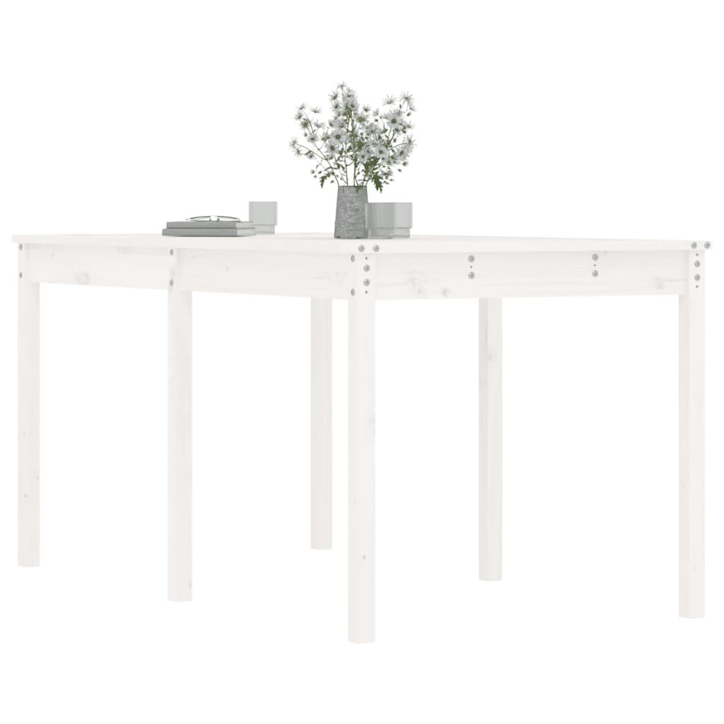 Sodo stalas, baltas, 159,5x82,5x76cm, pušies medienos masyvas