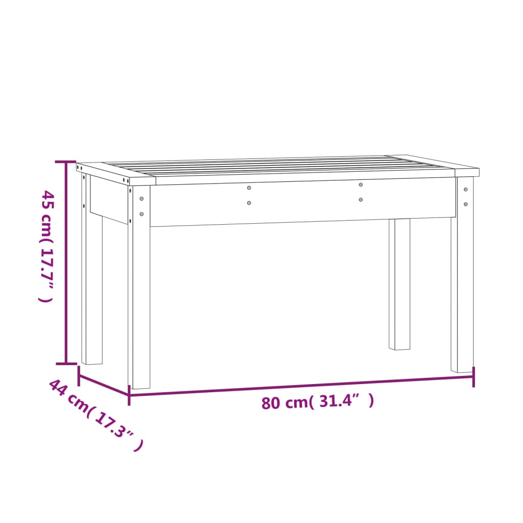 Garden bench, honey brown, 80x44x45cm, solid pine