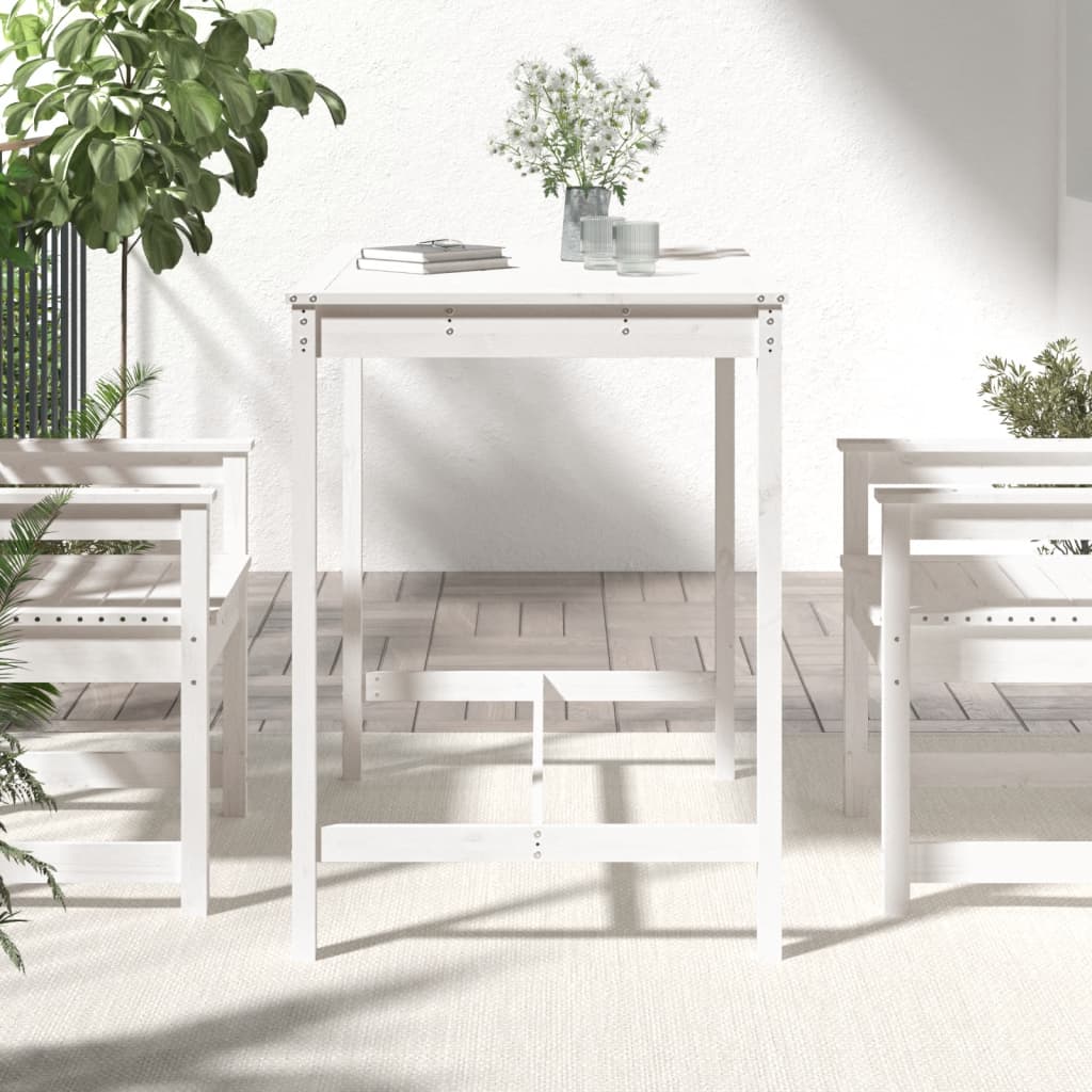 Garden table, white, 121x82.5x110cm, solid pine wood