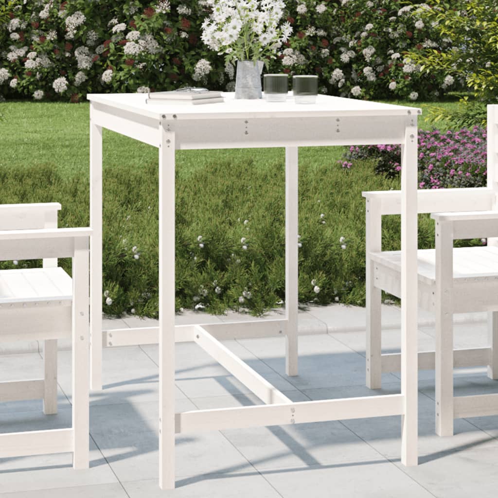 Garden table, white, 121x82.5x110cm, solid pine wood