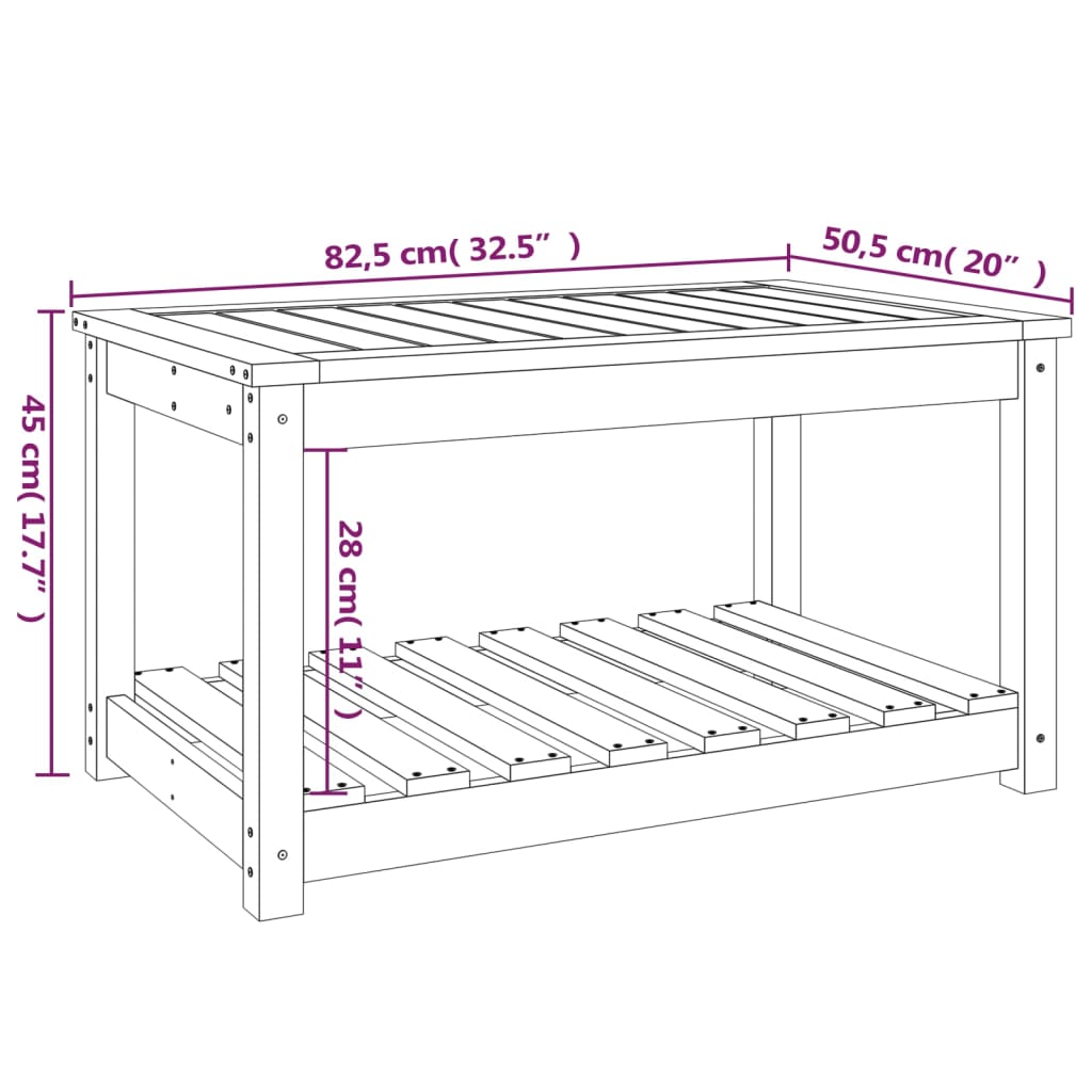 Garden table, 82.5x50.5x45cm, douglas fir solid wood