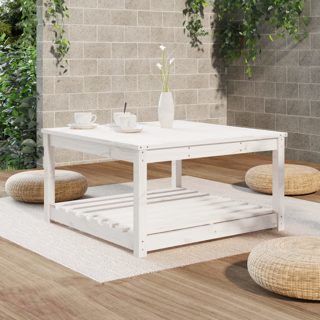 Garden table, white, 82.5x82.5x45cm, solid pine wood