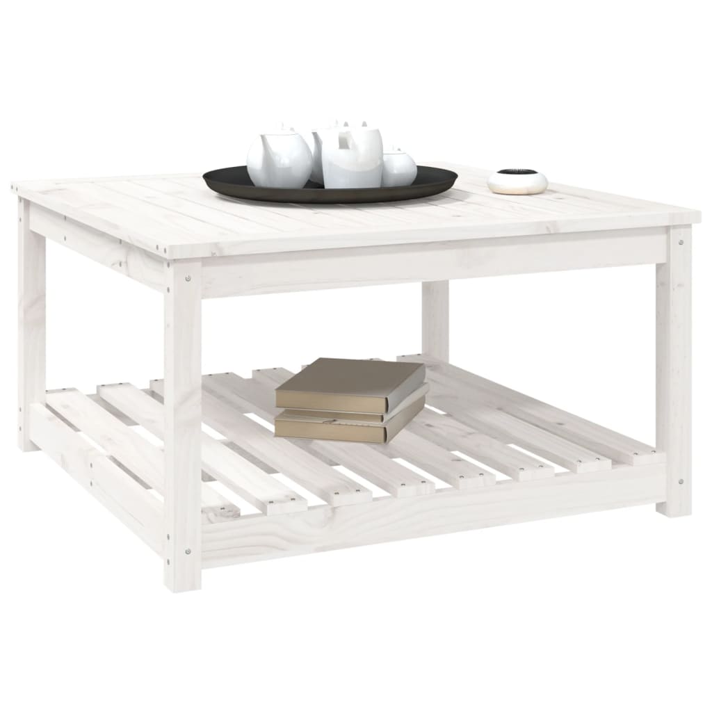 Garden table, white, 82.5x82.5x45cm, solid pine wood