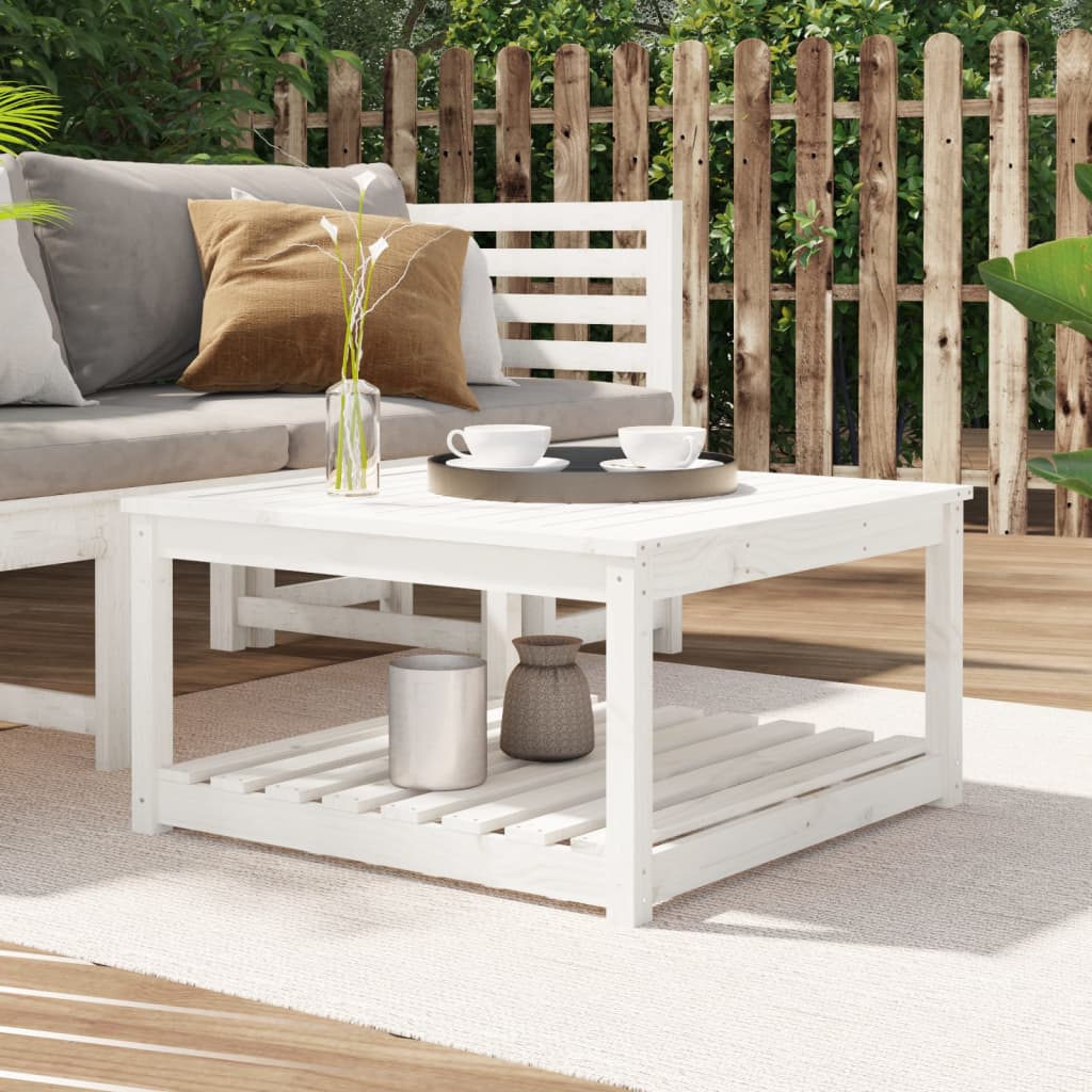 Garden table, white, 82.5x82.5x45cm, solid pine wood