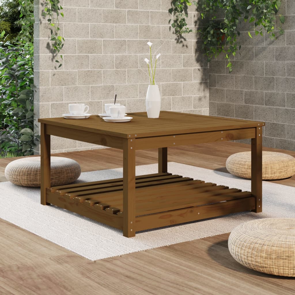 Garden table, honey brown, 82.5x82.5x45cm, solid pine