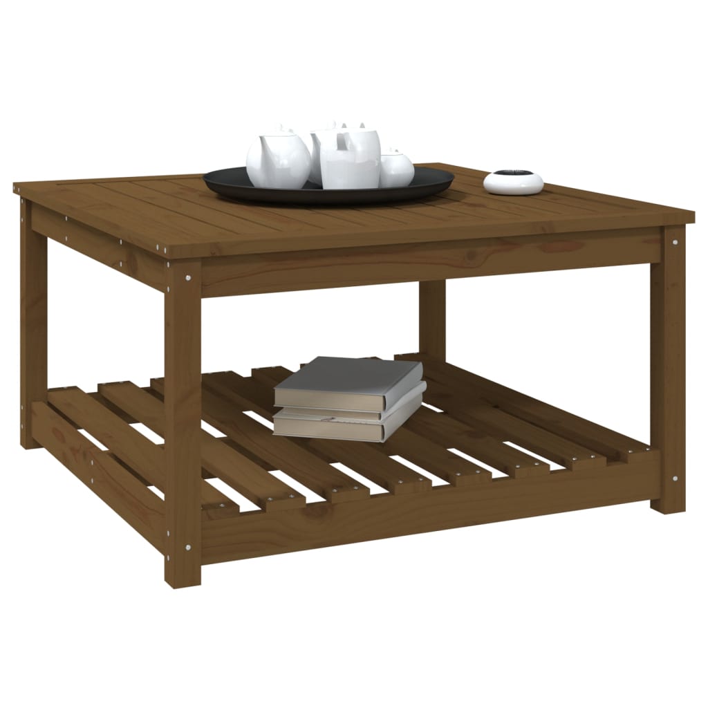 Garden table, honey brown, 82.5x82.5x45cm, solid pine