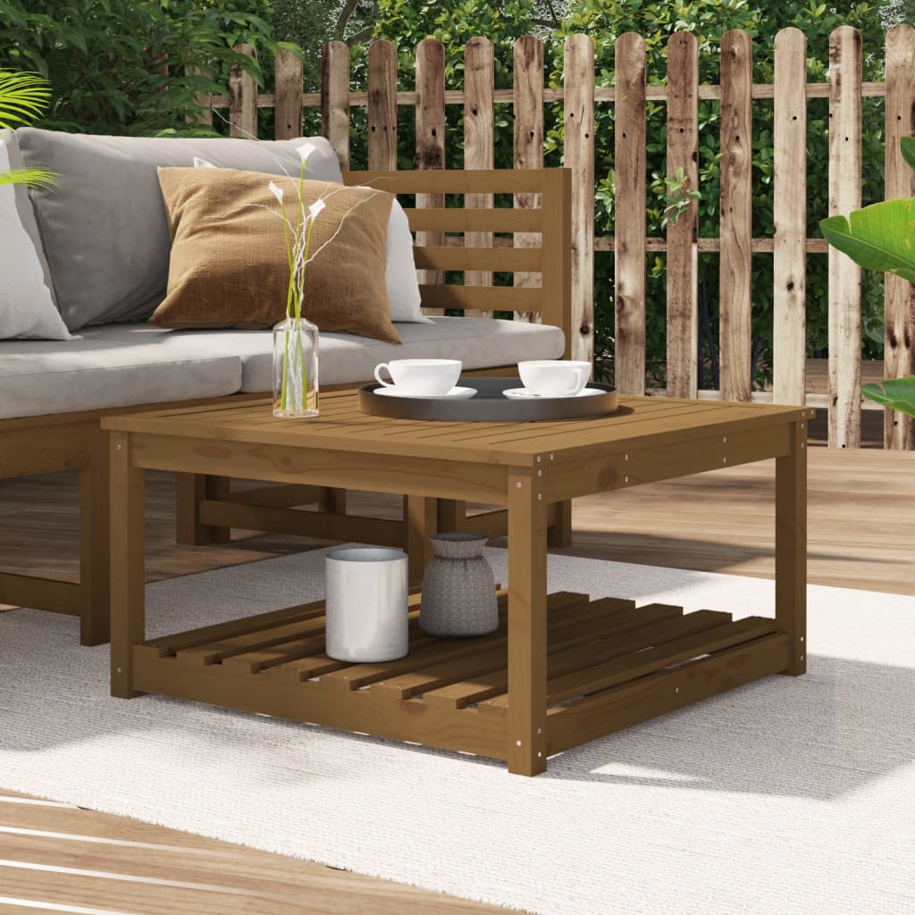 Garden table, honey brown, 82.5x82.5x45cm, solid pine