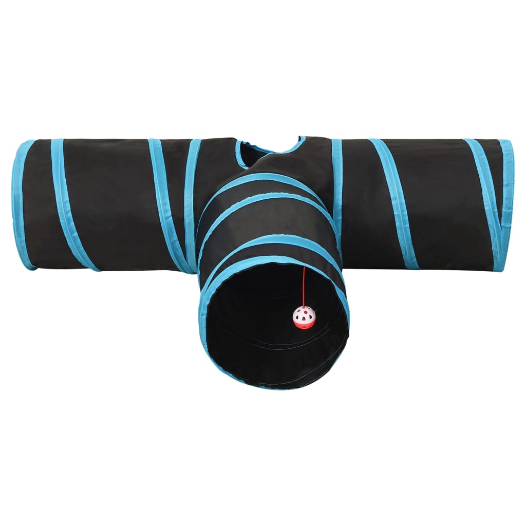 Tunelis katėms, 3 krypčių, juodas ir mėlynas, 90cm, poliesteris