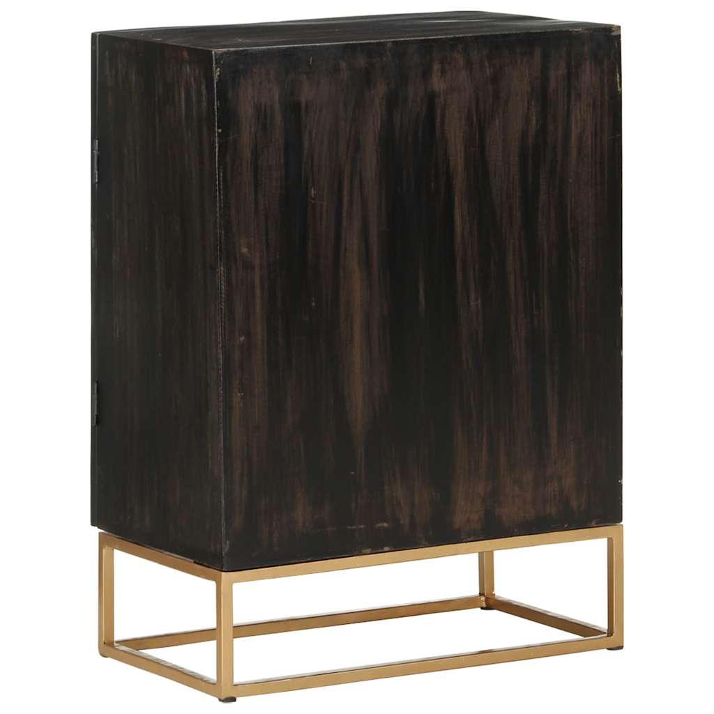 Side cabinet, black, 55x34x75cm, solid mango wood and iron