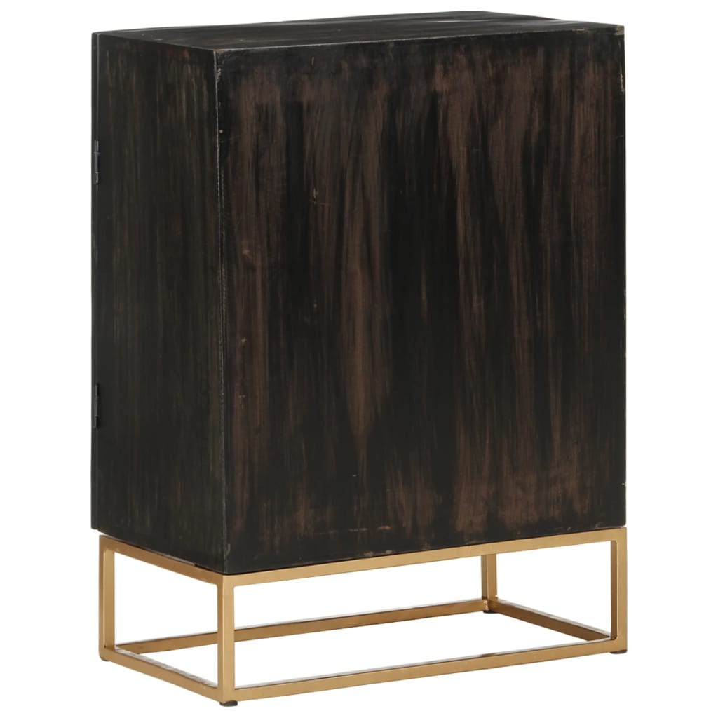 Side cabinet, black, 55x34x75cm, solid mango wood and iron