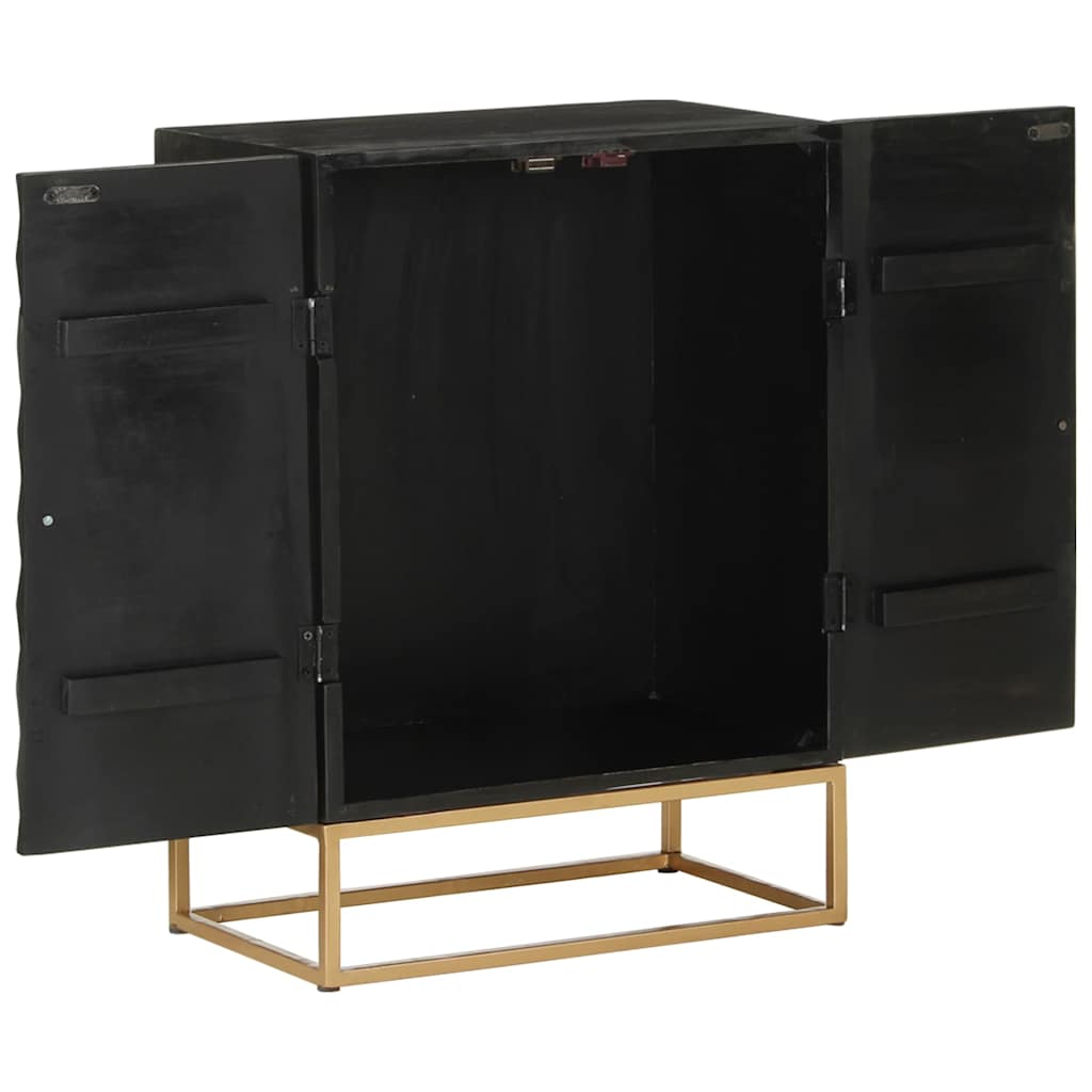 Side cabinet, black, 55x34x75cm, solid mango wood and iron