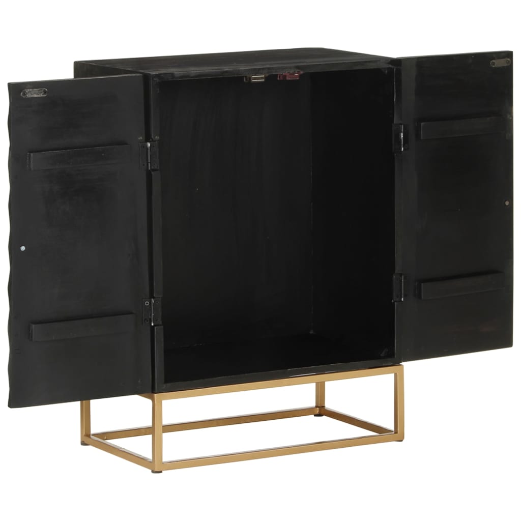 Side cabinet, black, 55x34x75cm, solid mango wood and iron
