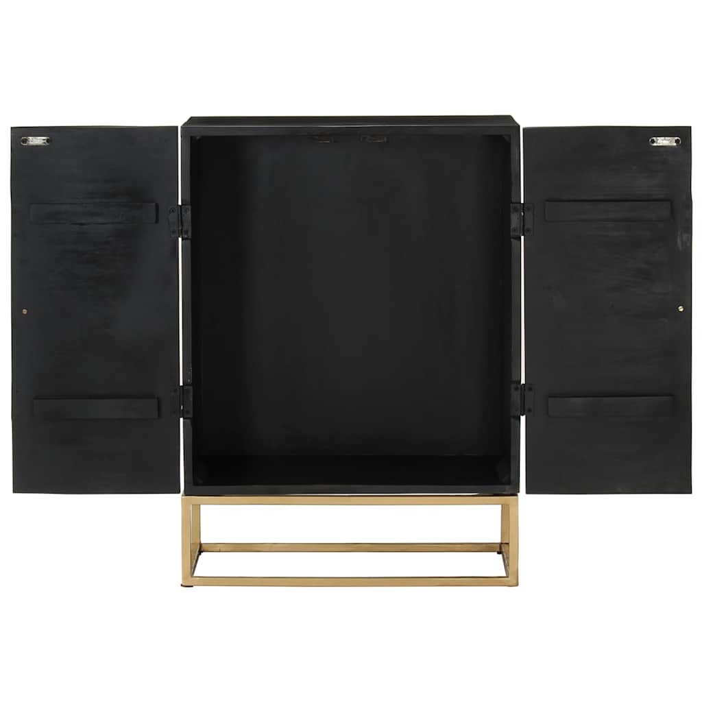 Side cabinet, black, 55x34x75cm, solid mango wood and iron