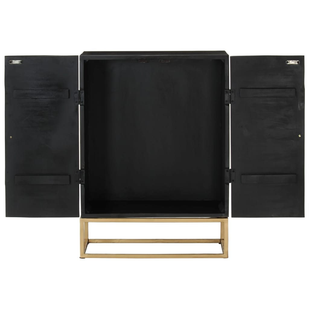 Side cabinet, black, 55x34x75cm, solid mango wood and iron