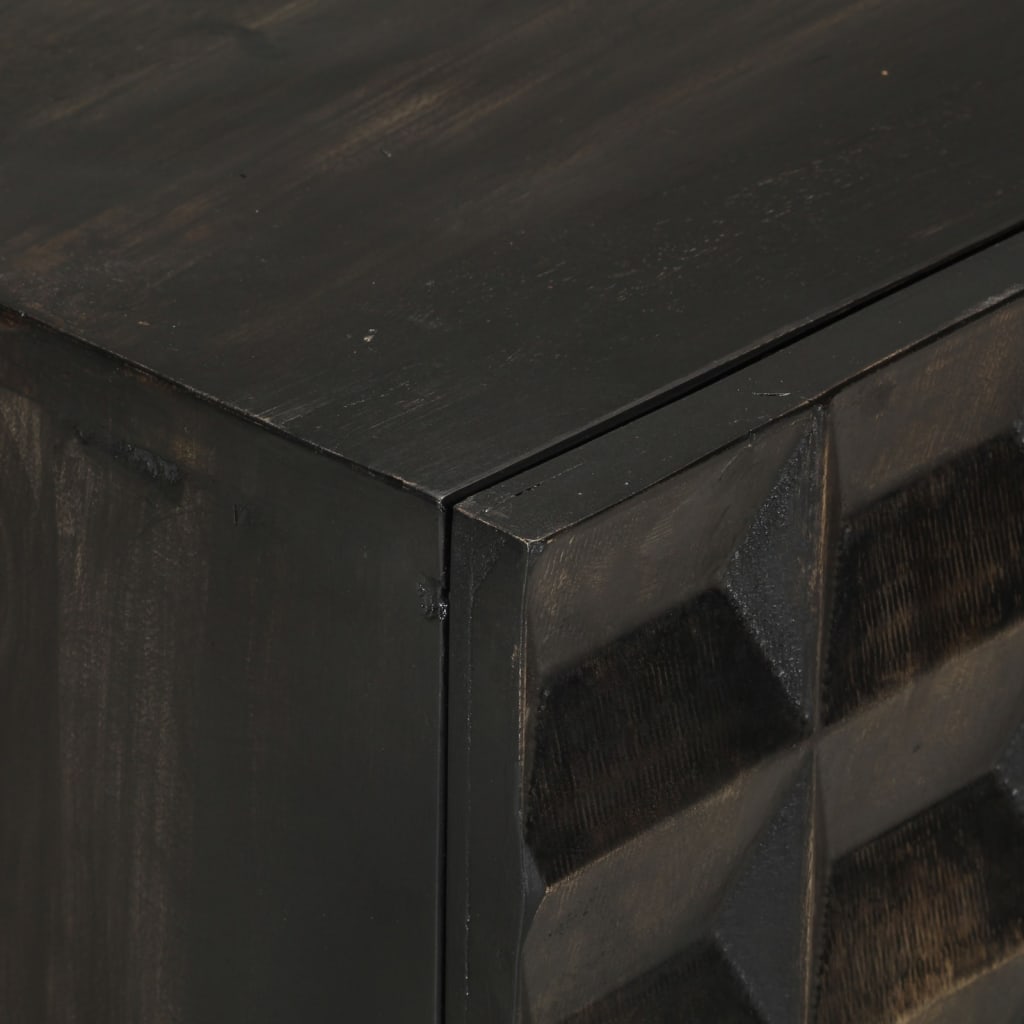 Side cabinet, black, 55x34x75cm, solid mango wood and iron