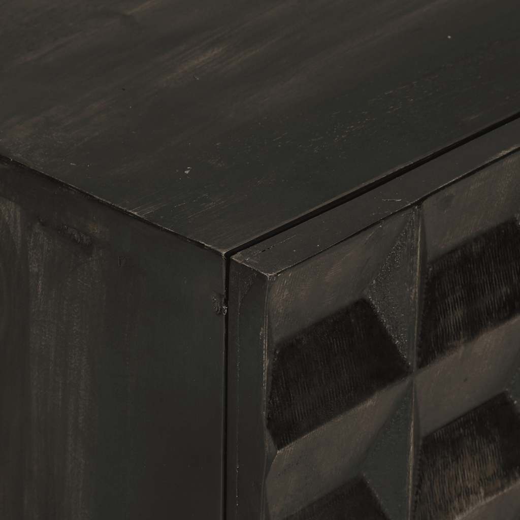 Side cabinet, black, 55x34x75cm, solid mango wood and iron