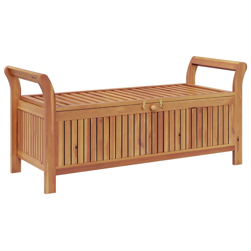 Sodo suoliukas-daiktadėžė su pagalvėle, 126cm, akacijos masyvas