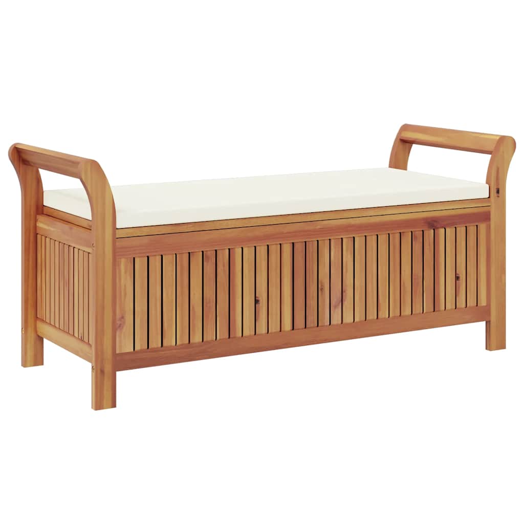 Sodo suoliukas-daiktadėžė su pagalvėle, 126cm, akacijos masyvas