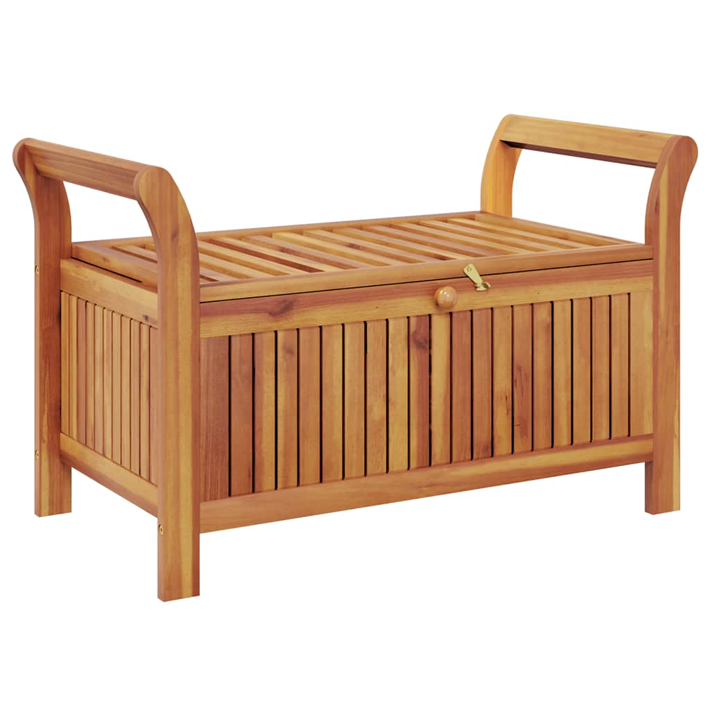 Garden Storage Bench with Cushion, 91cm, Solid Acacia Wood