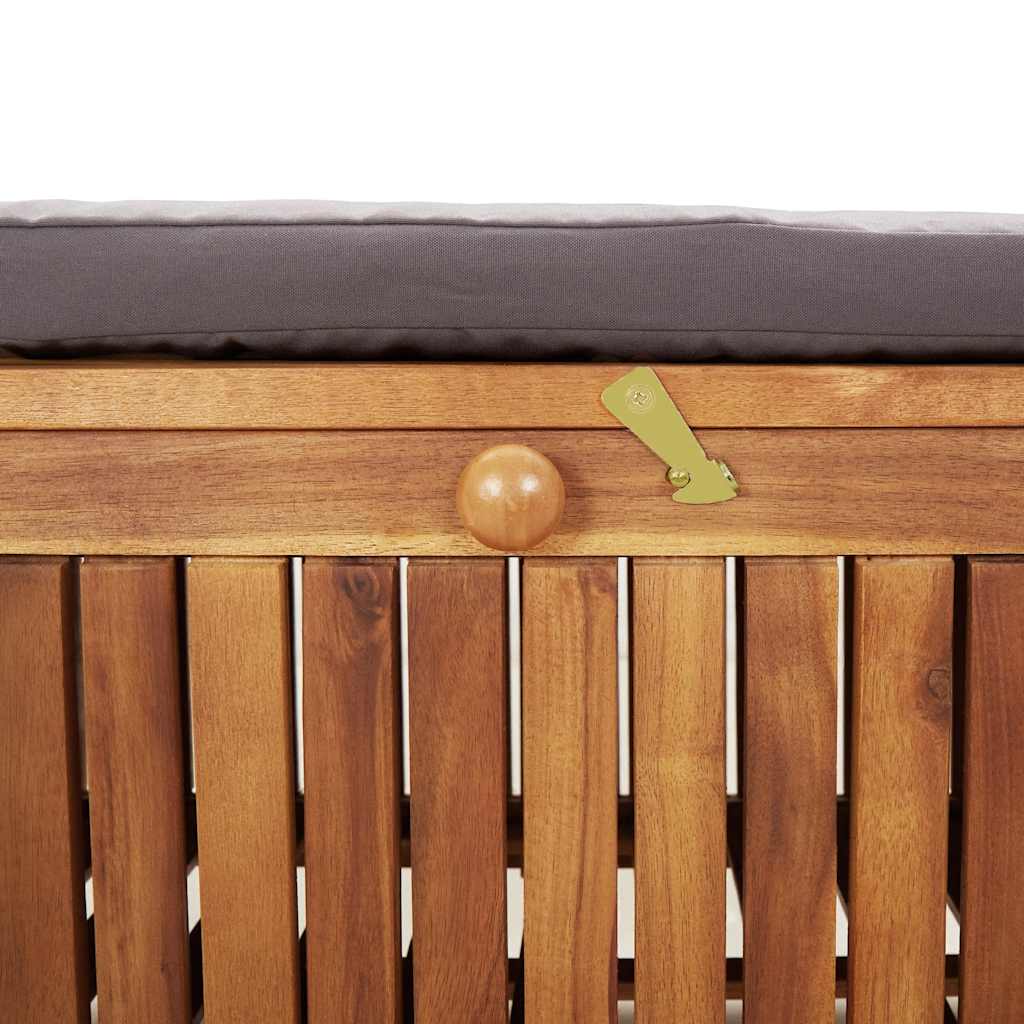 Garden Storage Bench with Cushion, 91cm, Solid Acacia Wood