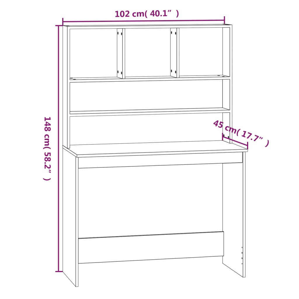 Rakstāmgalds ar plauktiem, balts, 102x45x148cm, koks