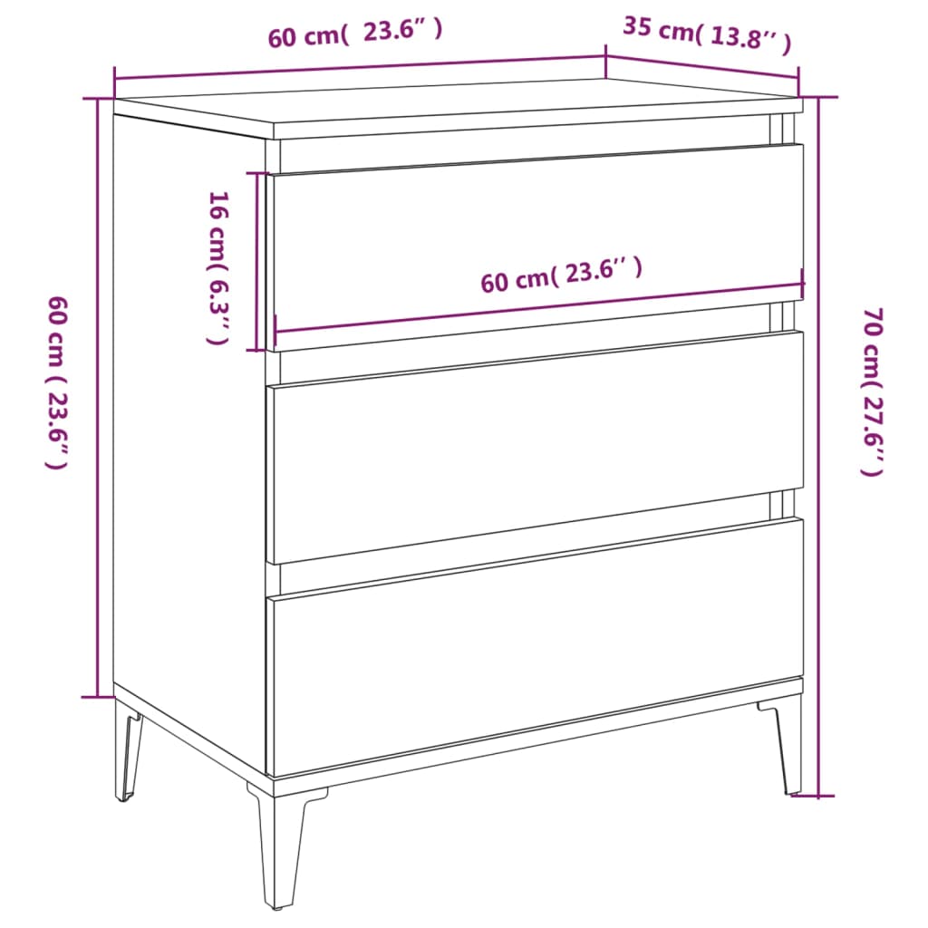Sideboard, Sonoma Oak, 60x35x70cm, engineered wood