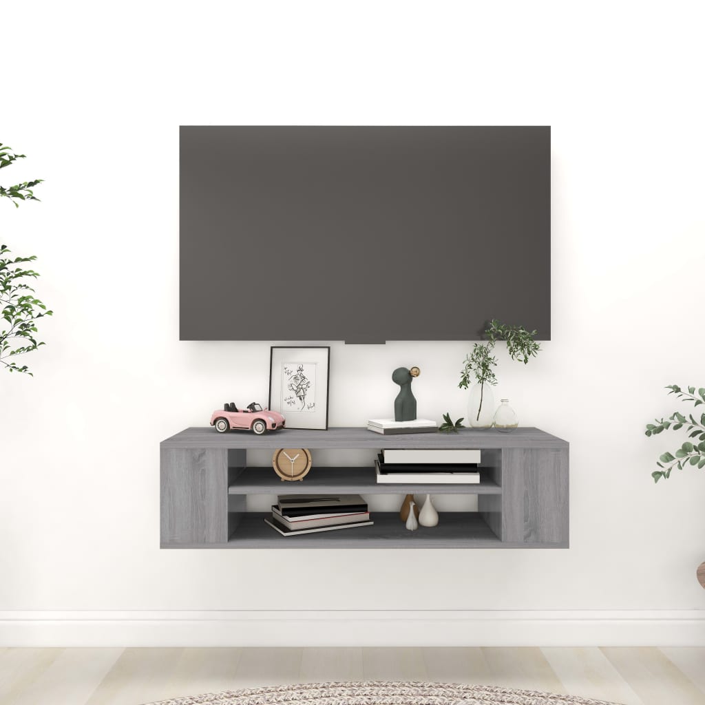 Piekaramais TV skapītis, pelēks ozols, 100x30x26,5 cm, koks