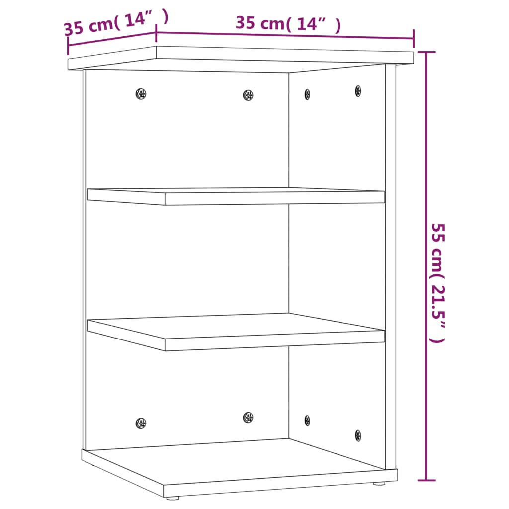 Side cabinet, smoked oak, 35x35x55cm, engineered wood