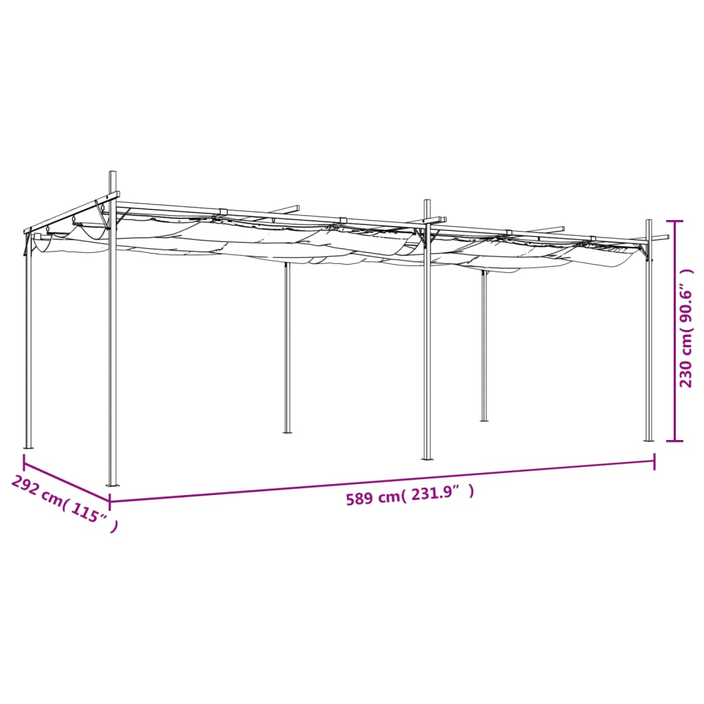 Pergola QUASAR, krēmkrāsas, 589x292 cm