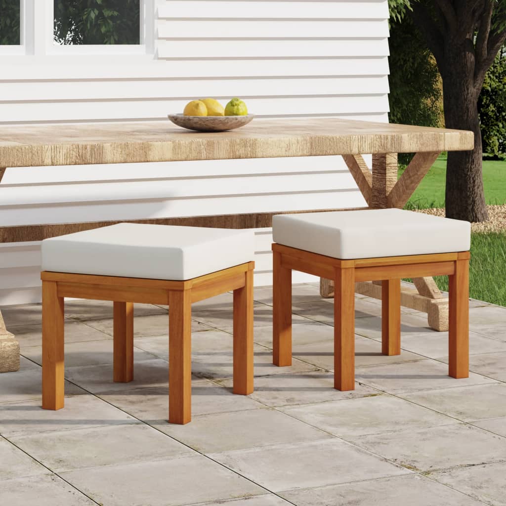 Garden stools with cushions, 2 pcs., 40x40x42cm, acacia