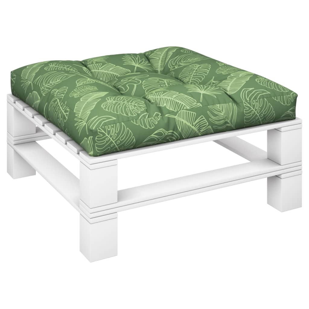 Pallet cushion, 80x80x12cm, fabric, with leaves