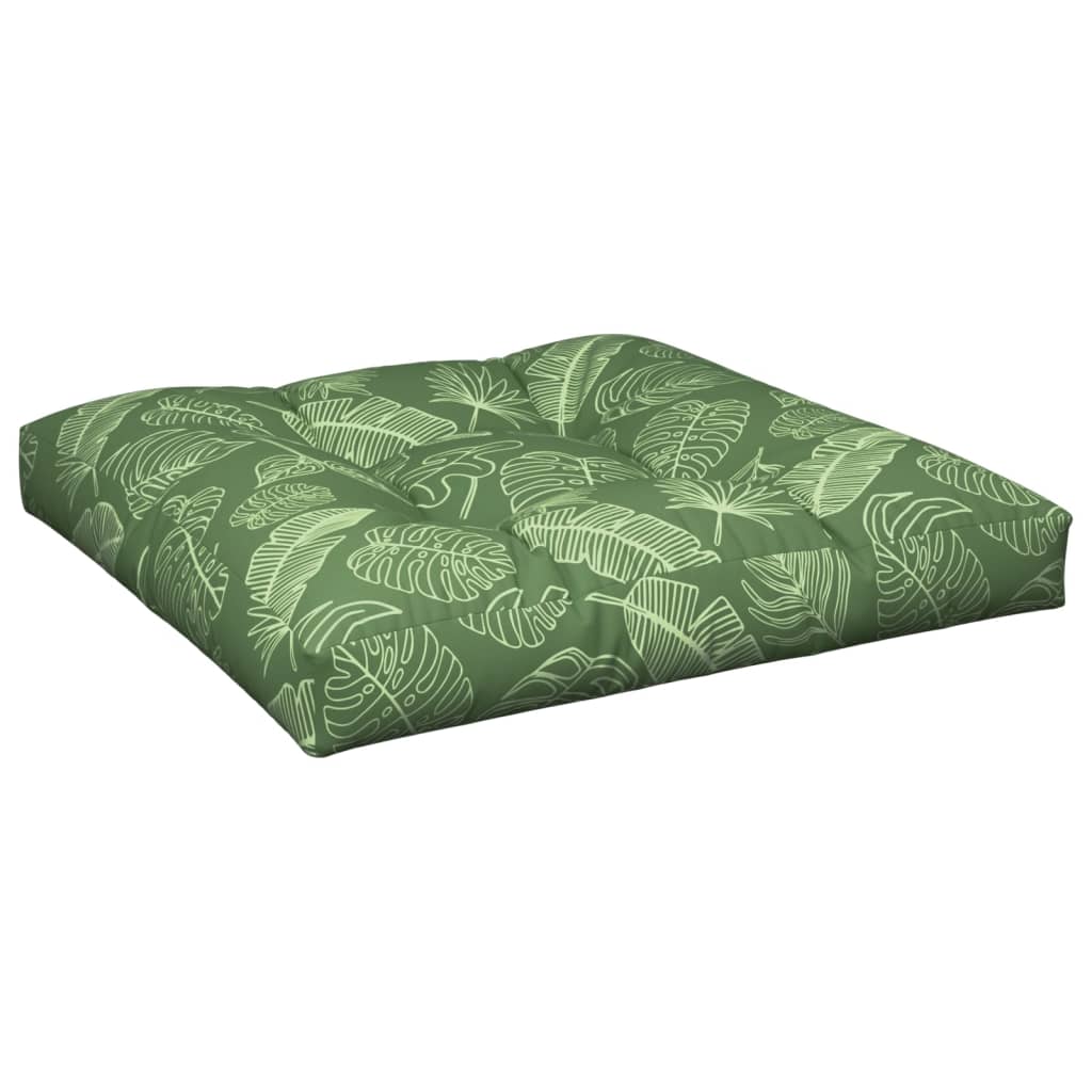 Pallet cushion, 80x80x12cm, fabric, with leaves