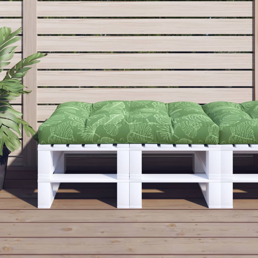 Pallet cushion, 120x80x12cm, fabric, with leaves