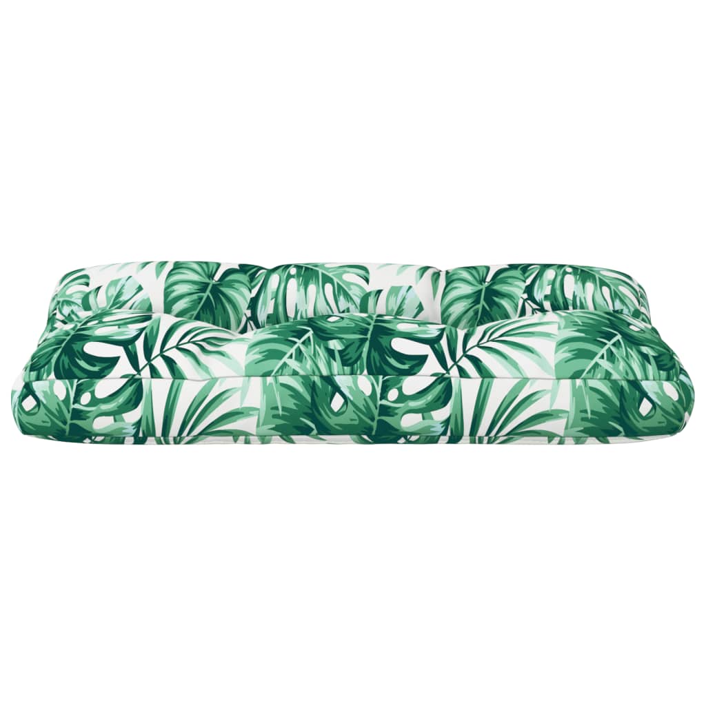 Pallet cushion, 70x40x12cm, fabric, with leaves