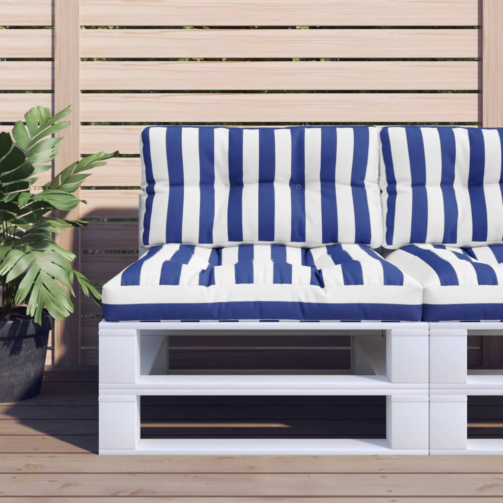 Pallet cushion, blue/white, 70x40x12cm, fabric, striped