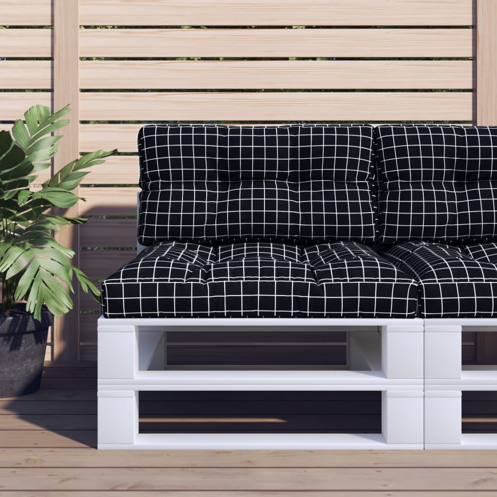 Pallet cushion, 70x40x12cm, fabric, with black checks