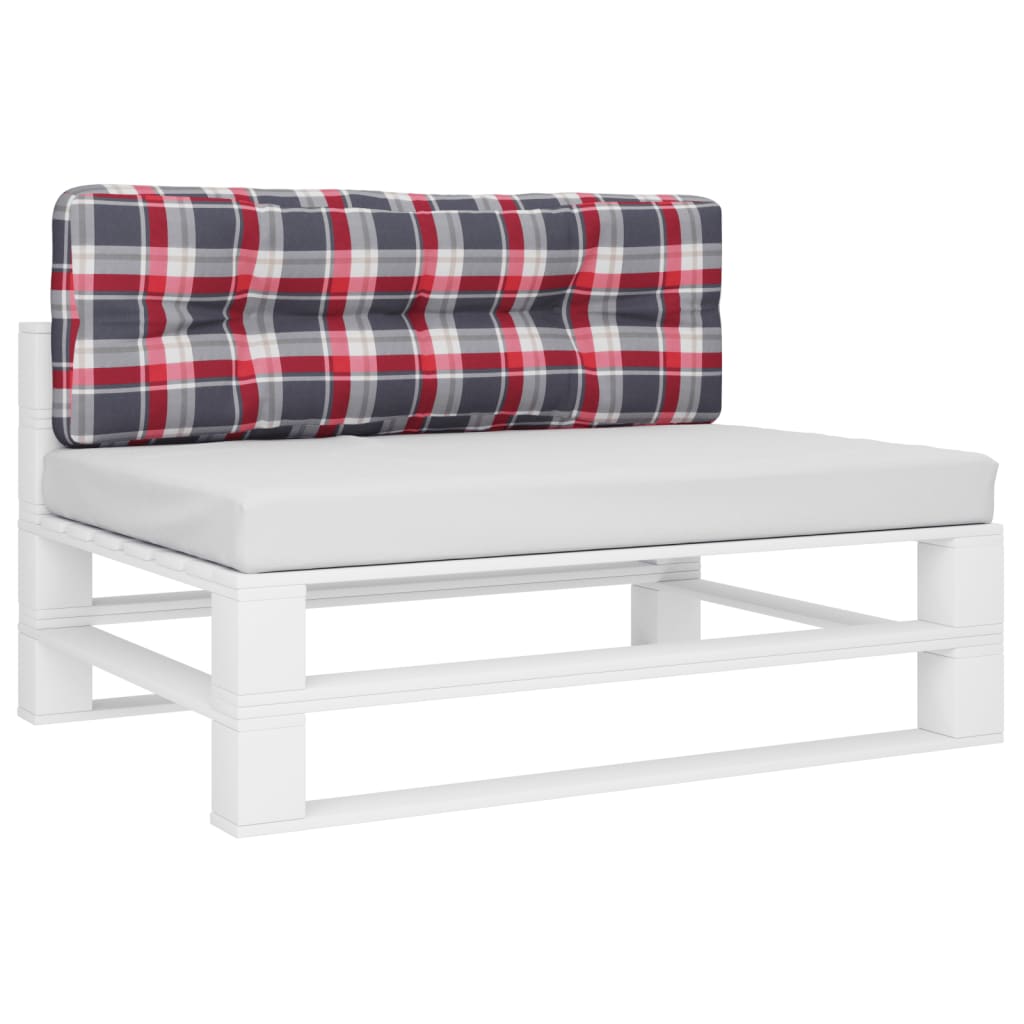 Pallet cushion, red, 120x40x12cm, fabric, checkered