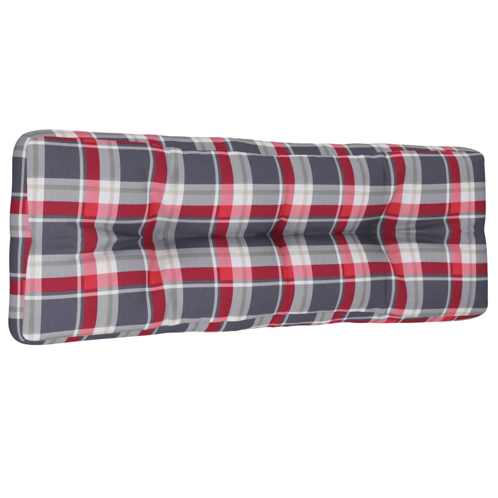 Pallet cushion, red, 120x40x12cm, fabric, checkered