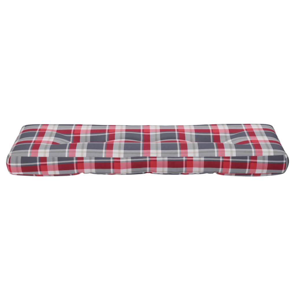 Pallet cushion, red, 120x40x12cm, fabric, checkered