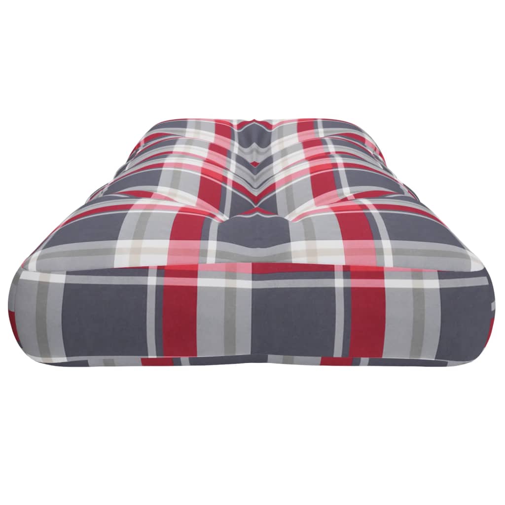 Pallet cushion, red, 120x40x12cm, fabric, checkered