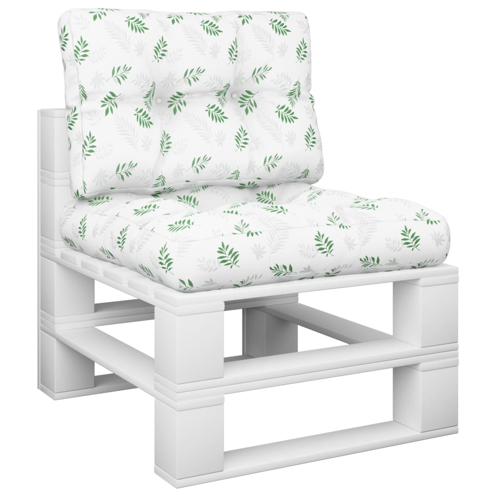 Pallet cushions, 2 pcs., fabric, with leaves
