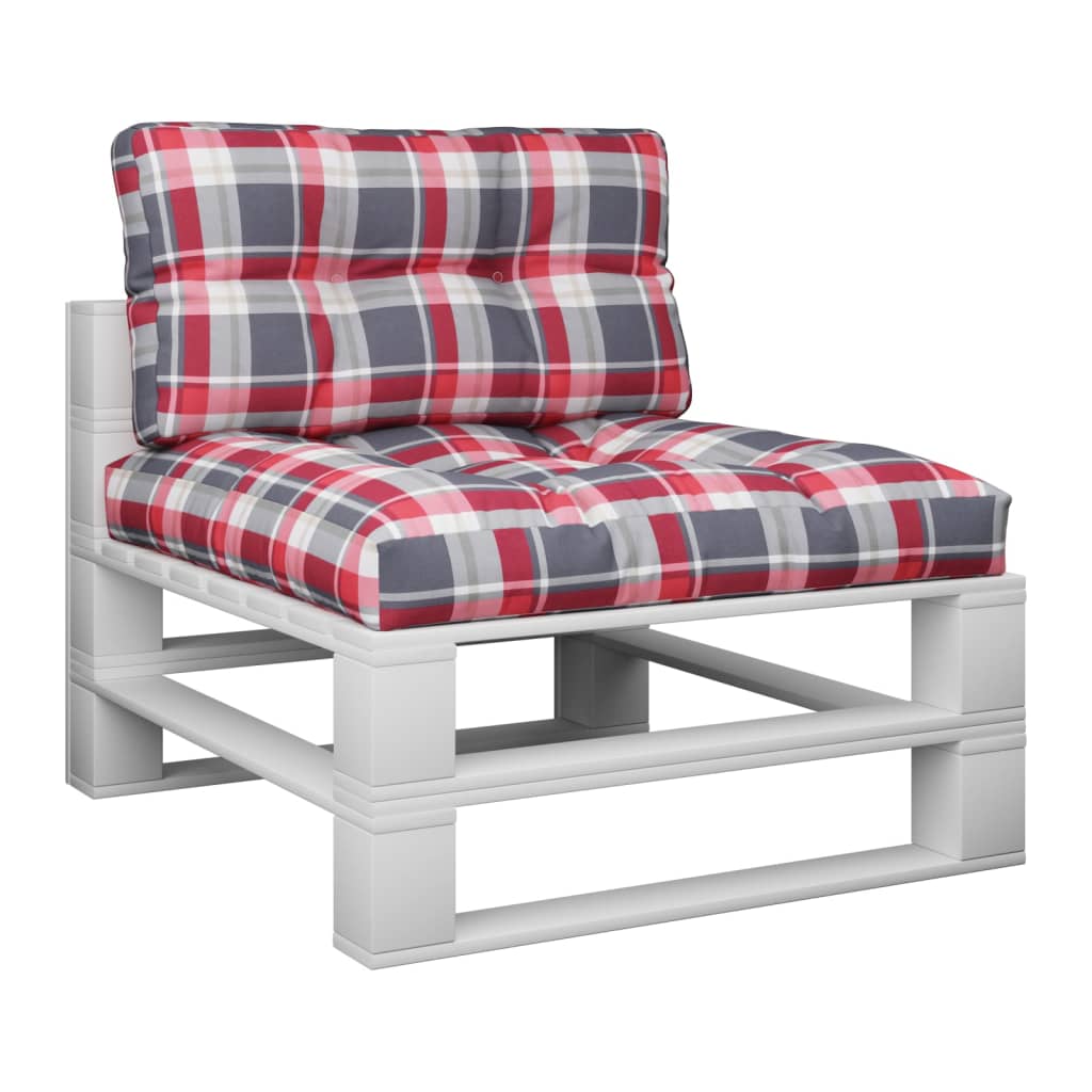Pallet cushions, 2 pcs, red, fabric, checkered