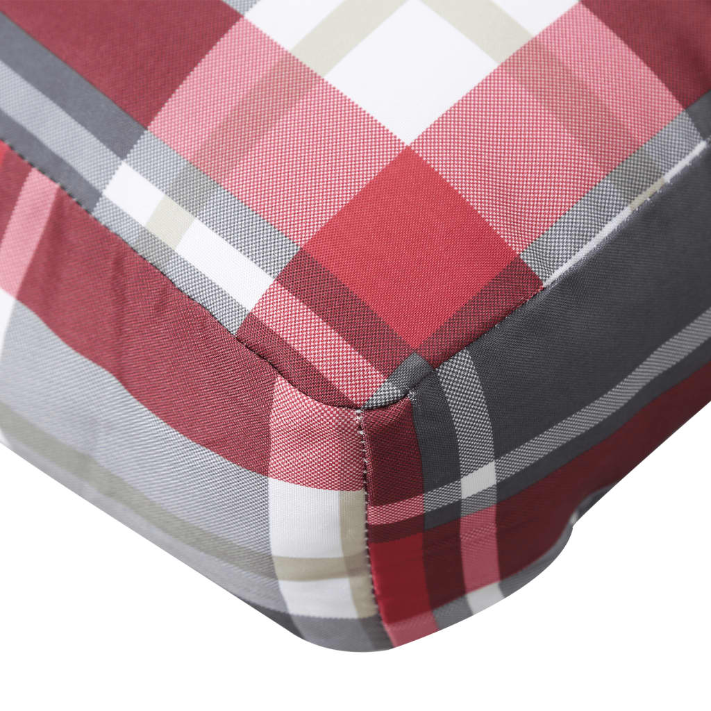 Pallet cushions, 2 pcs, red, fabric, checkered