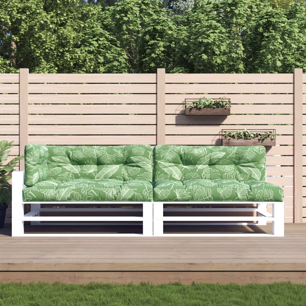 Pallet cushions, 5 pcs., fabric, with leaves