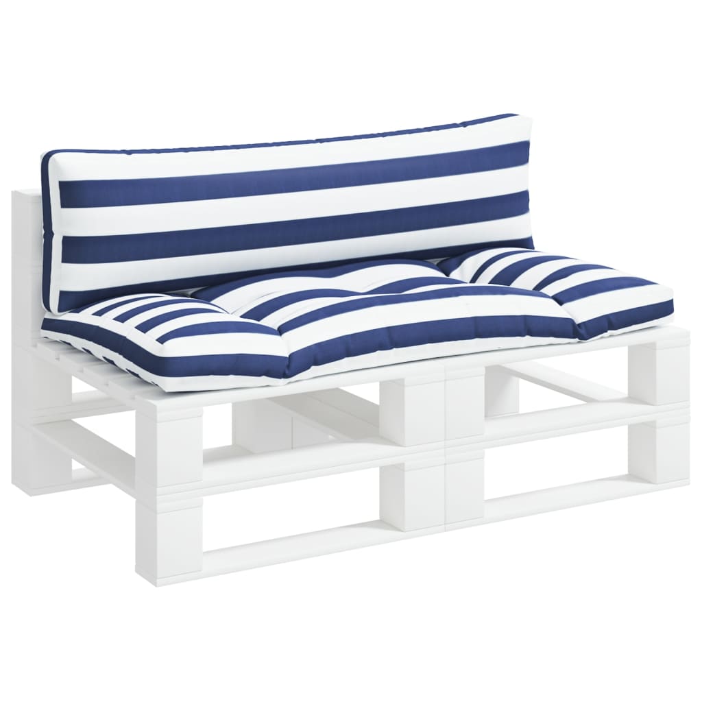Pallet cushions, 2 pcs, blue and white, oxford fabric