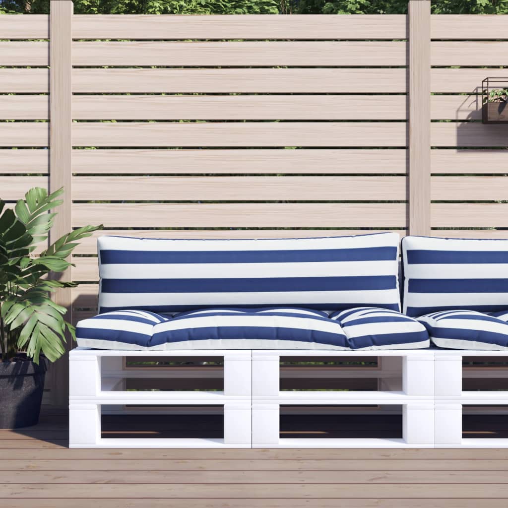 Pallet cushions, 2 pcs, blue and white, oxford fabric