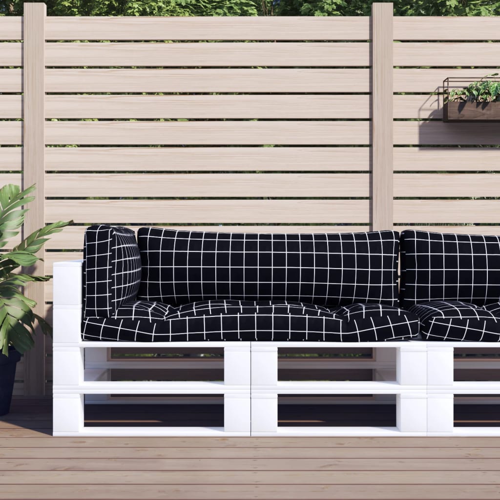 Pallet cushions, 3 pcs, Oxford fabric, black checkered